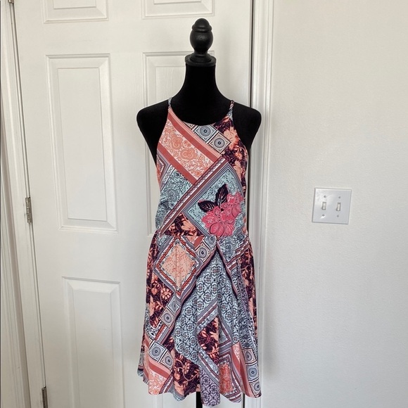 Maurices NWOT Blue and Orange Halter Sundress Mini - Picture 1 of 13